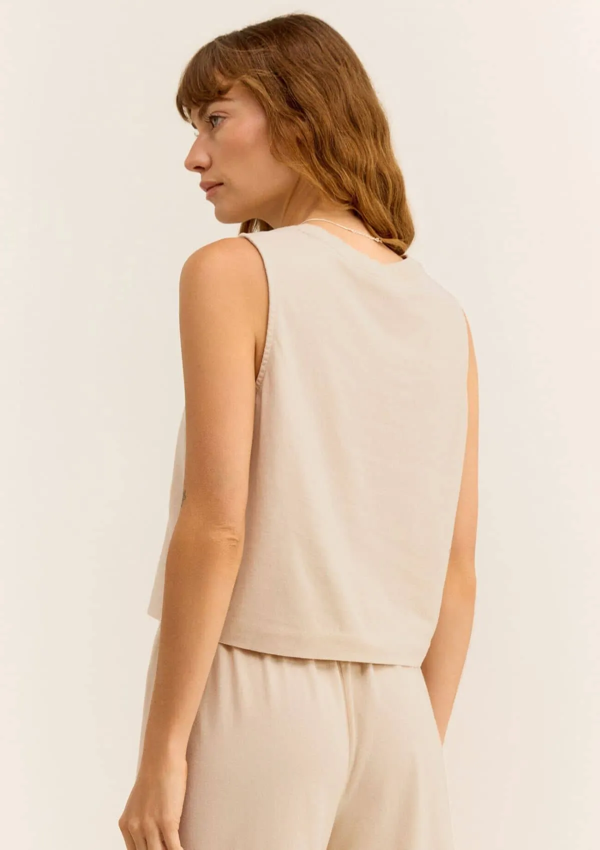 Sloane Jersey Muscle Tank - Sandshell