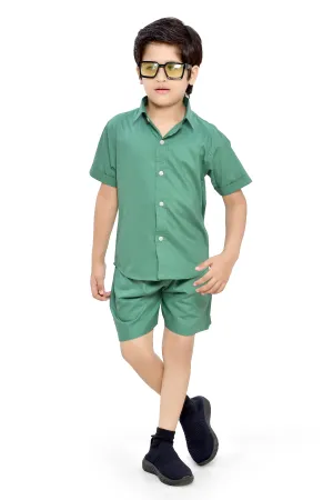 Summer Ready Plain Light Green Boys Cotton Co-Ord Set