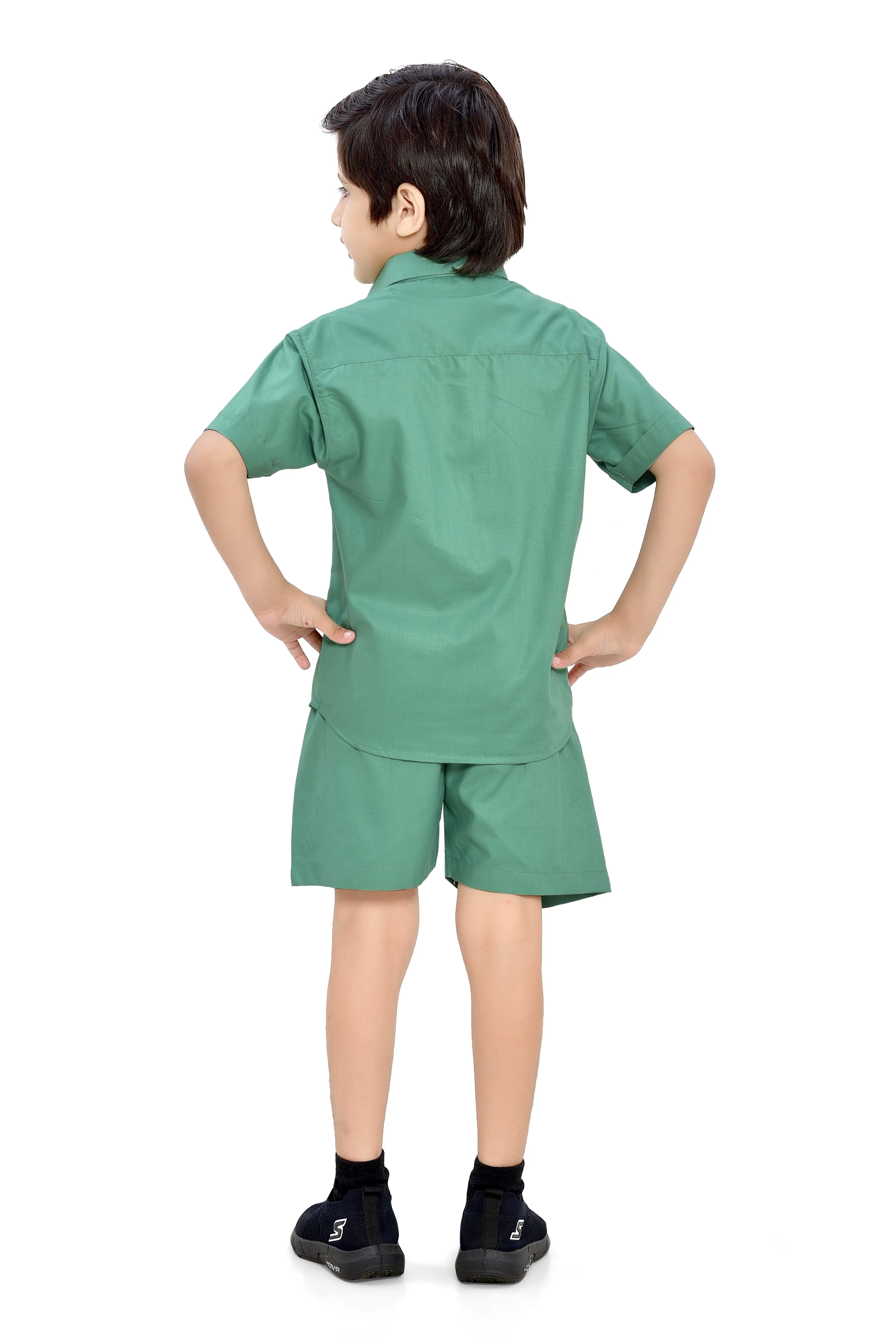 Summer Ready Plain Light Green Boys Cotton Co-Ord Set