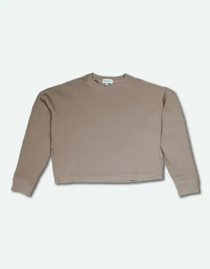 Women's Relaxed Crop Long Sleeve Tee - Warm Grey