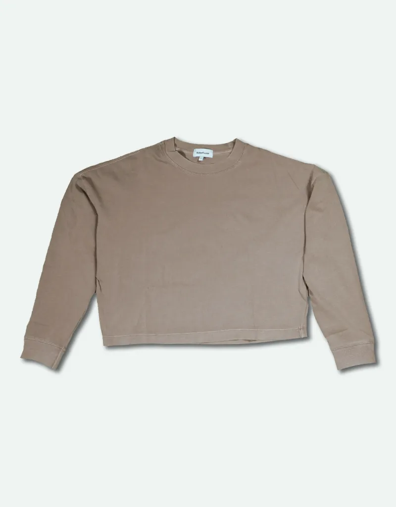 Women's Relaxed Crop Long Sleeve Tee - Warm Grey