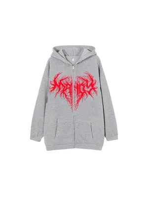Zip Heart-Shaped Tree Roots Hoodie Street Men'S Sweatshirt Jacket